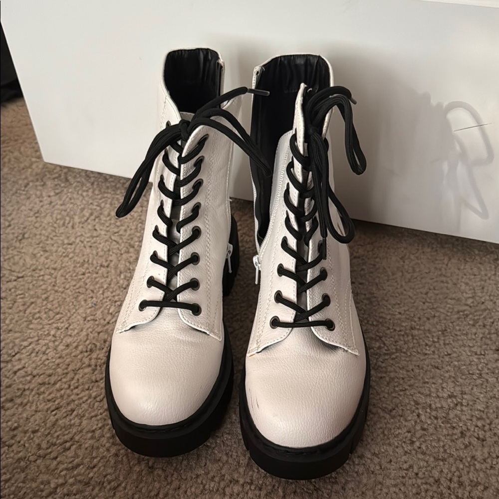 White combat boots